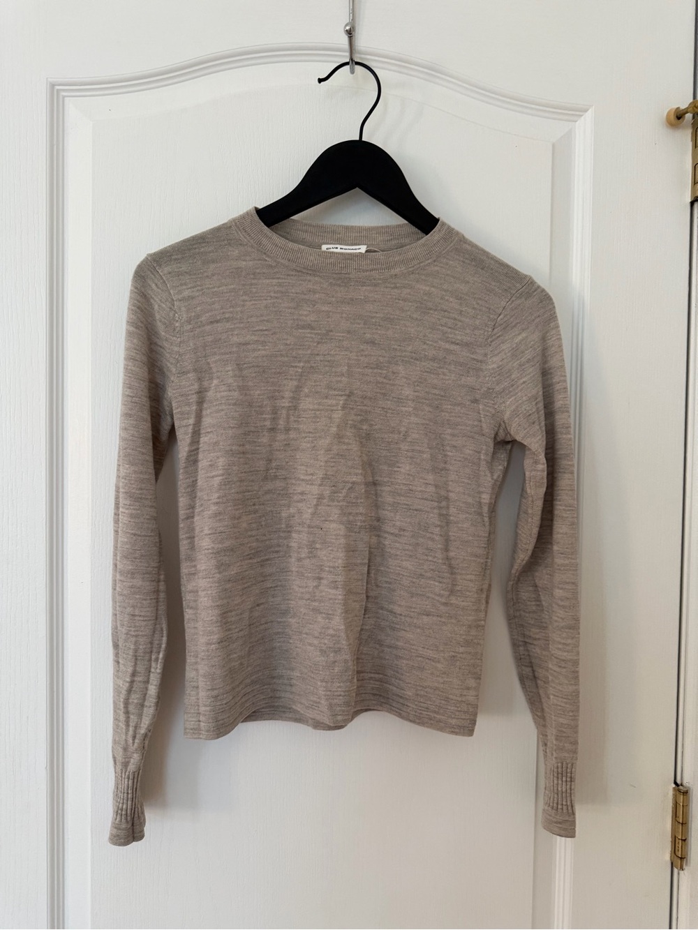 Neutral Taupe Crewneck Wool Sweater - Lightweight Men’s Knit